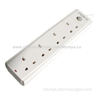 British standard power strip with 5 sockets outlets, extension cable and surge&overload protection